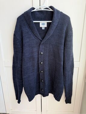 Old Navy Men’s Size L | Navy Shawl Collar Wool-Blend Cardigan Sweater | Fall